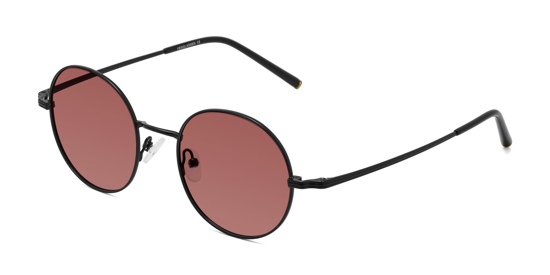 Angle of Sword in Black with Garnet Tinted Lenses