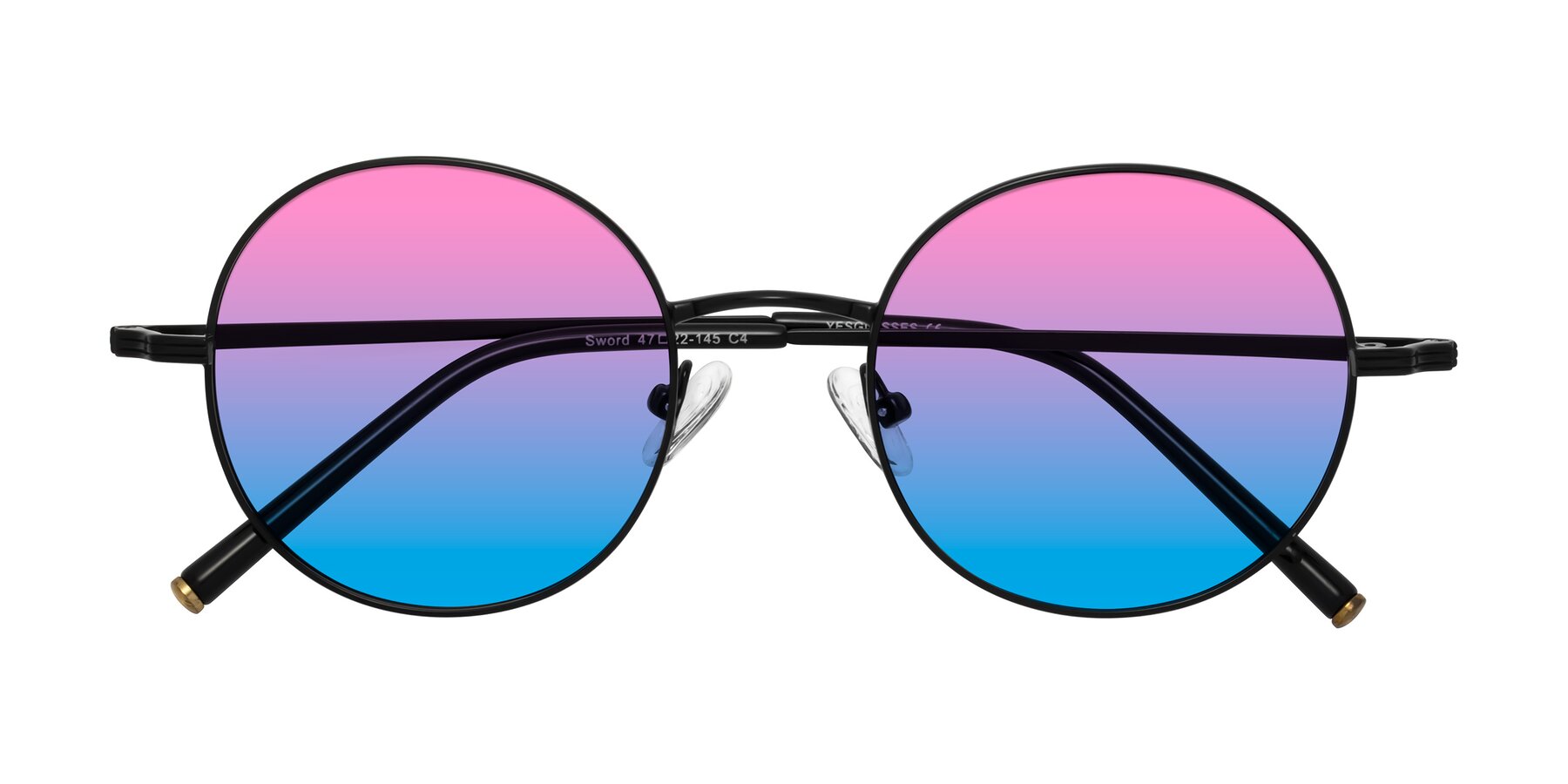 Folded Front of Sword in Black with Pink / Blue Gradient Lenses