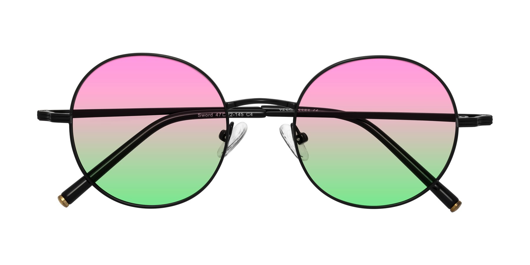 Folded Front of Sword in Black with Pink / Green Gradient Lenses