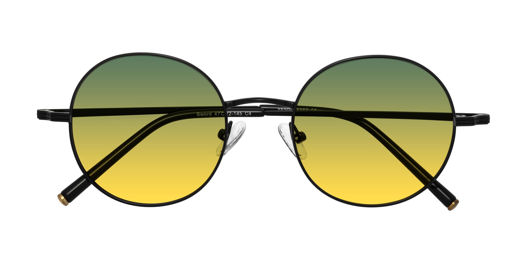 Folded Front of Sword in Black with Green / Yellow Gradient Lenses