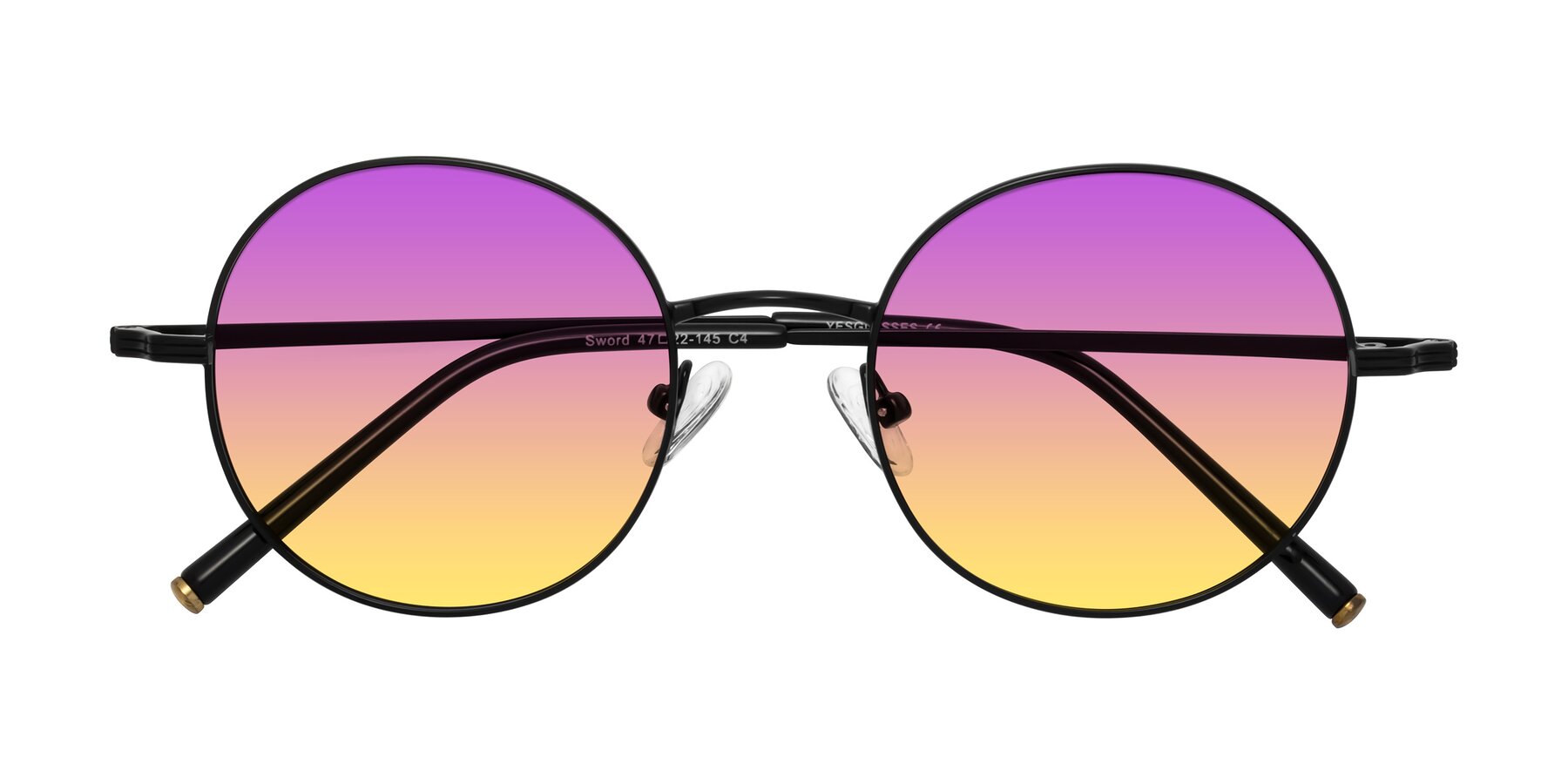 Folded Front of Sword in Black with Purple / Yellow Gradient Lenses