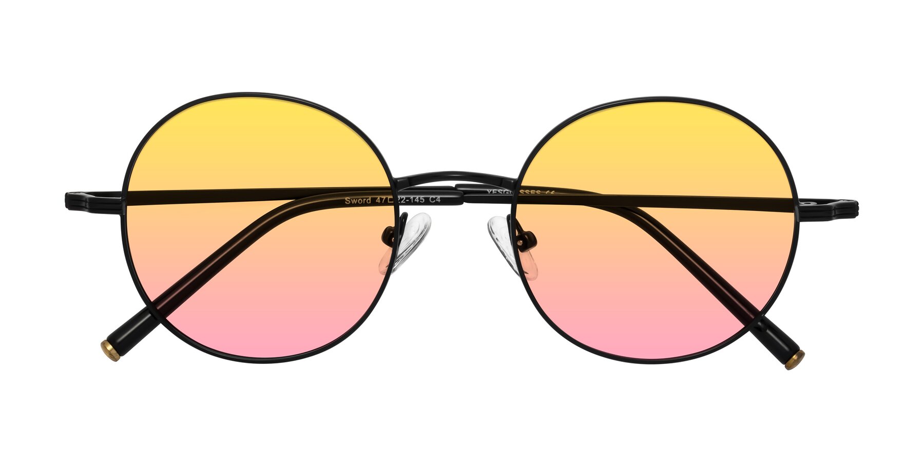 Folded Front of Sword in Black with Yellow / Pink Gradient Lenses