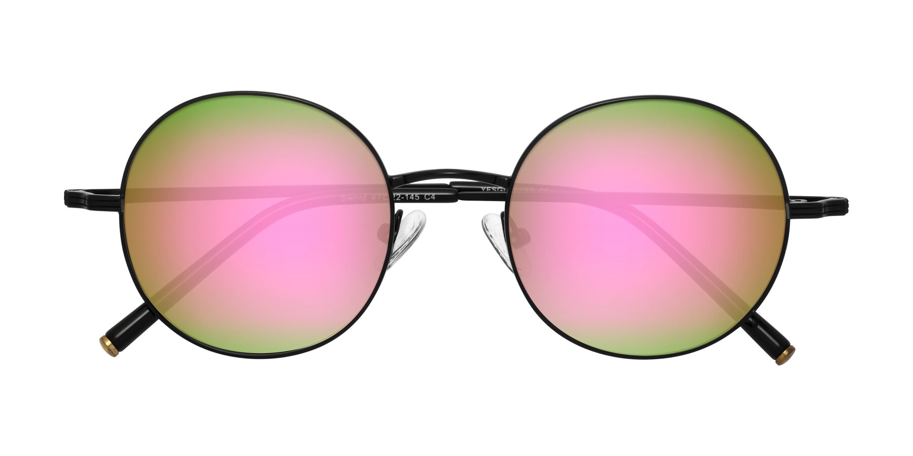 Folded Front of Sword in Black with Pink Mirrored Lenses