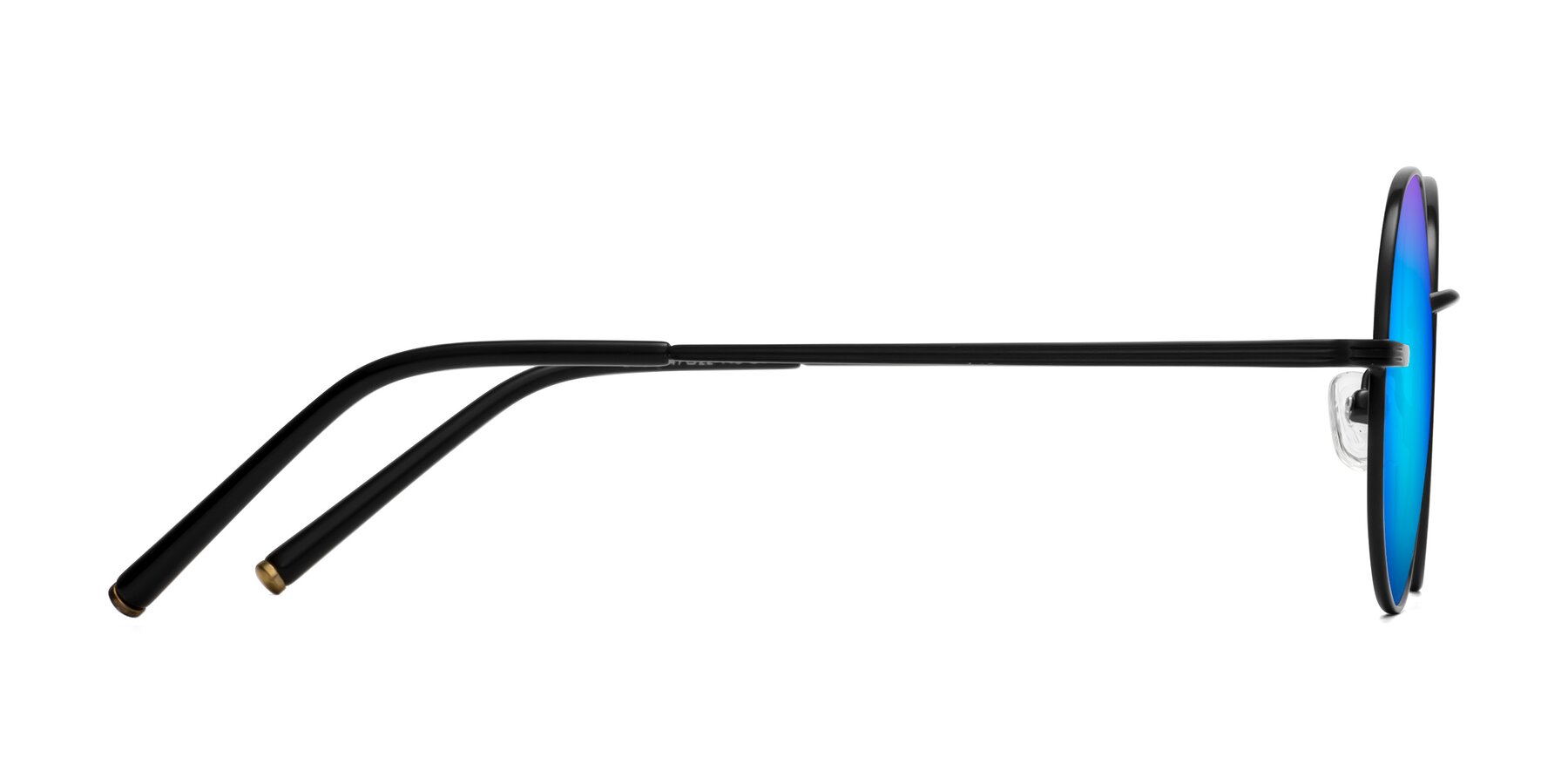 Side of Sword in Black with Blue Mirrored Lenses