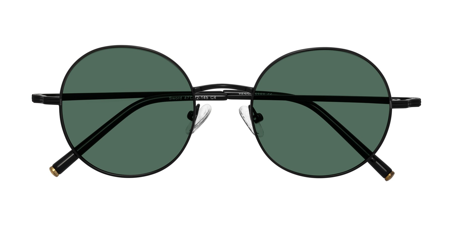 Folded Front of Sword in Black with Green Polarized Lenses