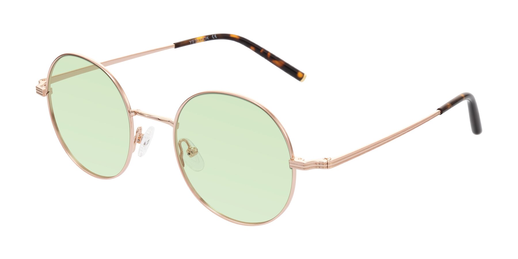 Angle of Sword in Rose Gold/Tortoise with Light Green Tinted Lenses