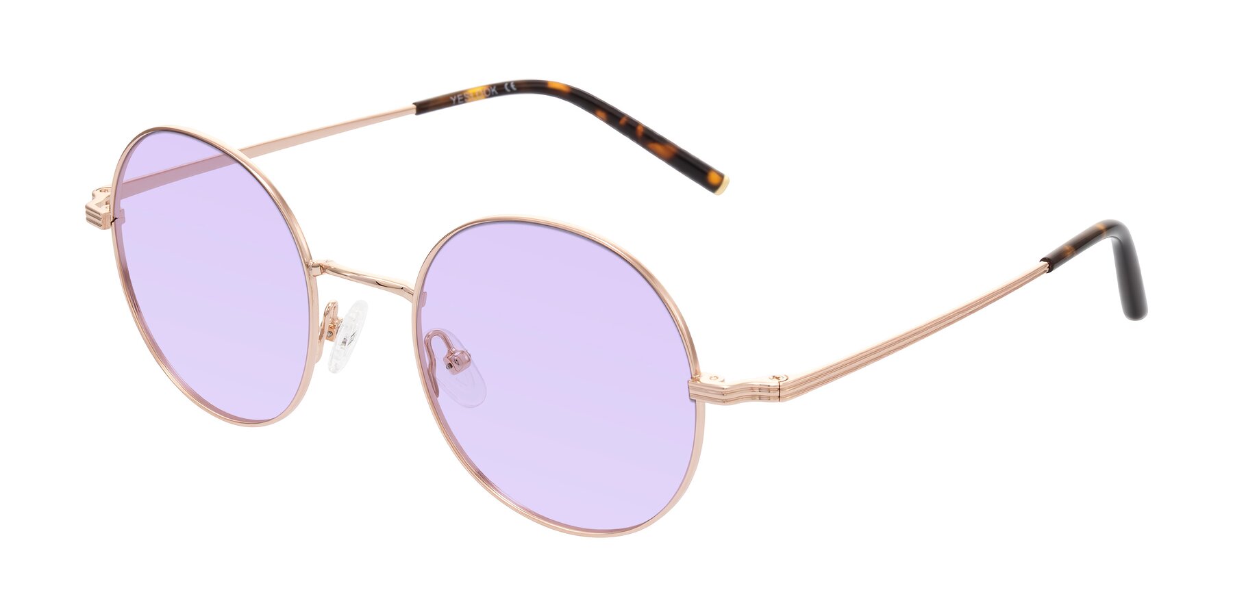 Angle of Sword in Rose Gold/Tortoise with Light Purple Tinted Lenses