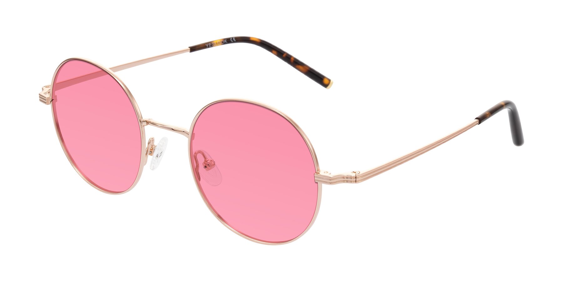 Angle of Sword in Rose Gold/Tortoise with Pink Tinted Lenses