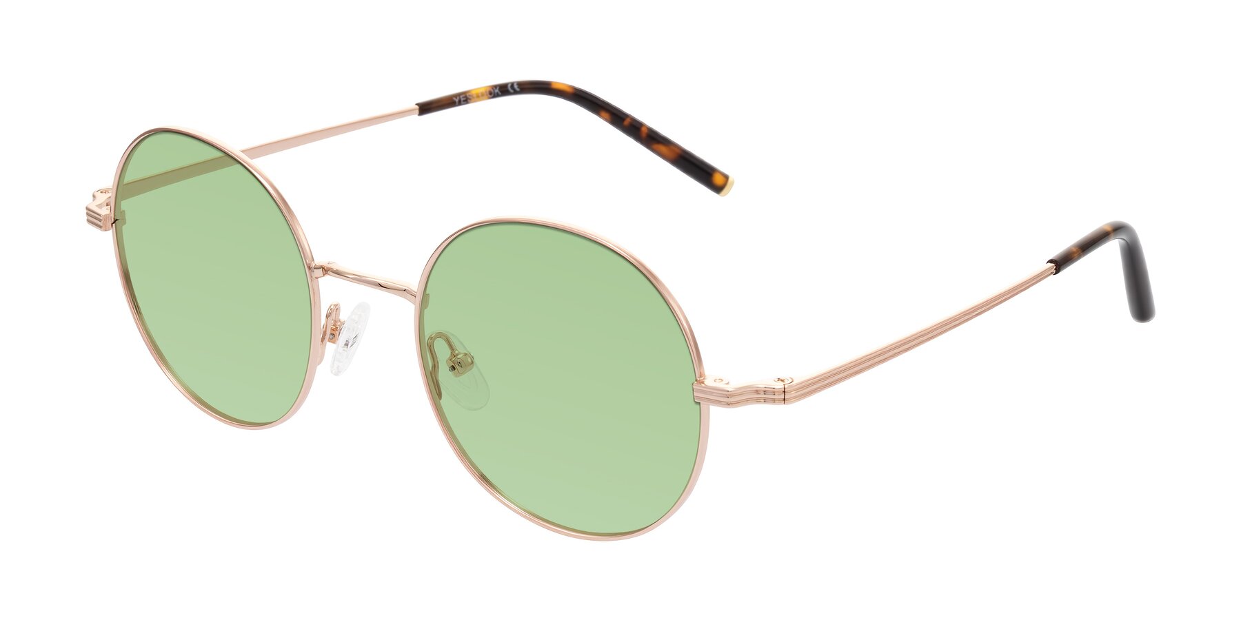 Angle of Sword in Rose Gold/Tortoise with Medium Green Tinted Lenses