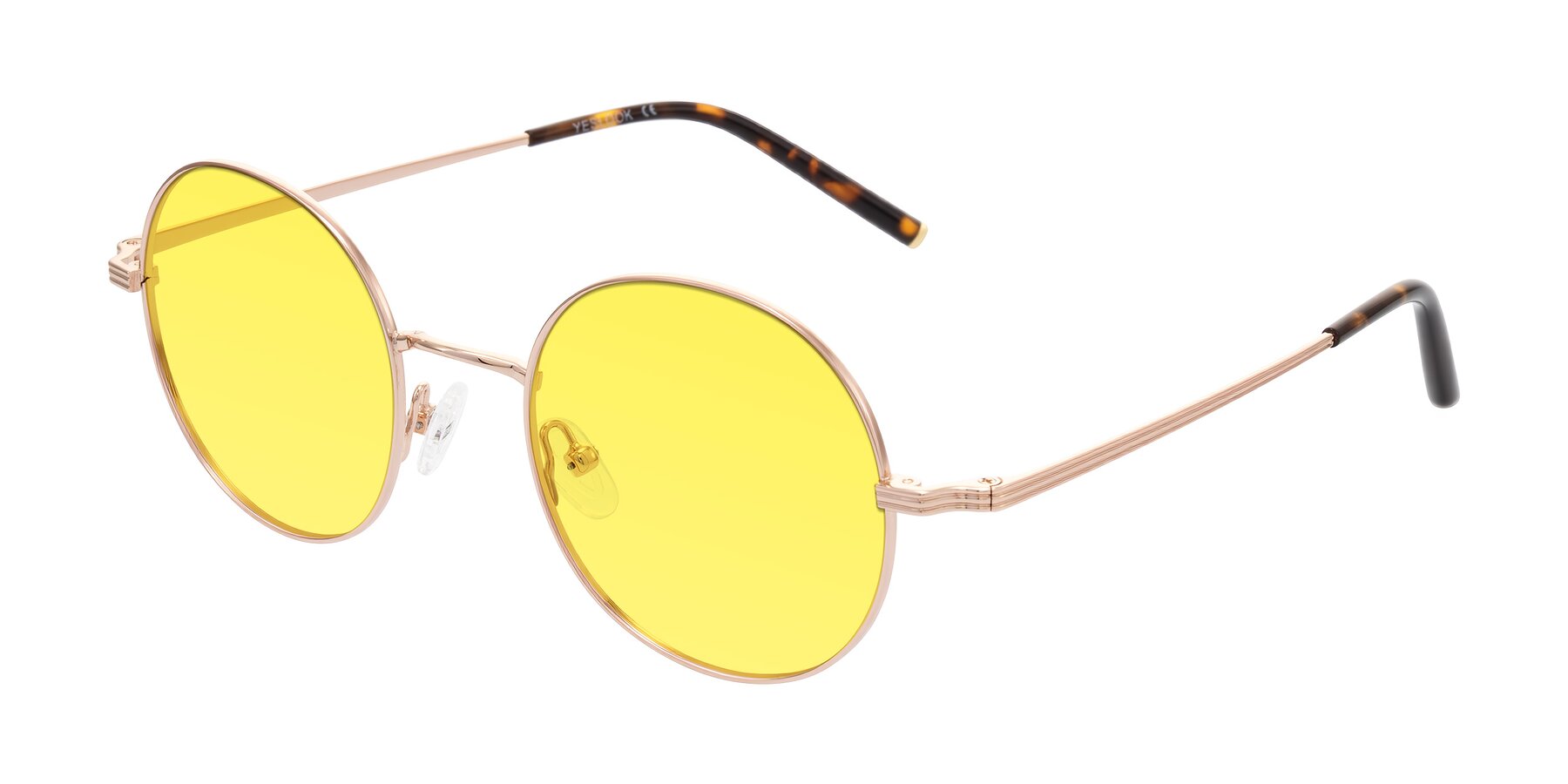 Angle of Sword in Rose Gold/Tortoise with Medium Yellow Tinted Lenses