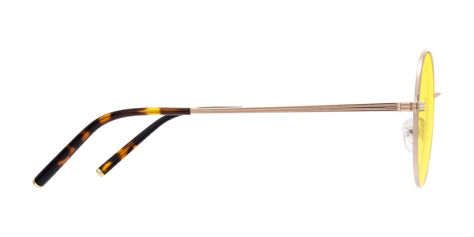 Side of Sword in Rose Gold/Tortoise with Medium Yellow Tinted Lenses