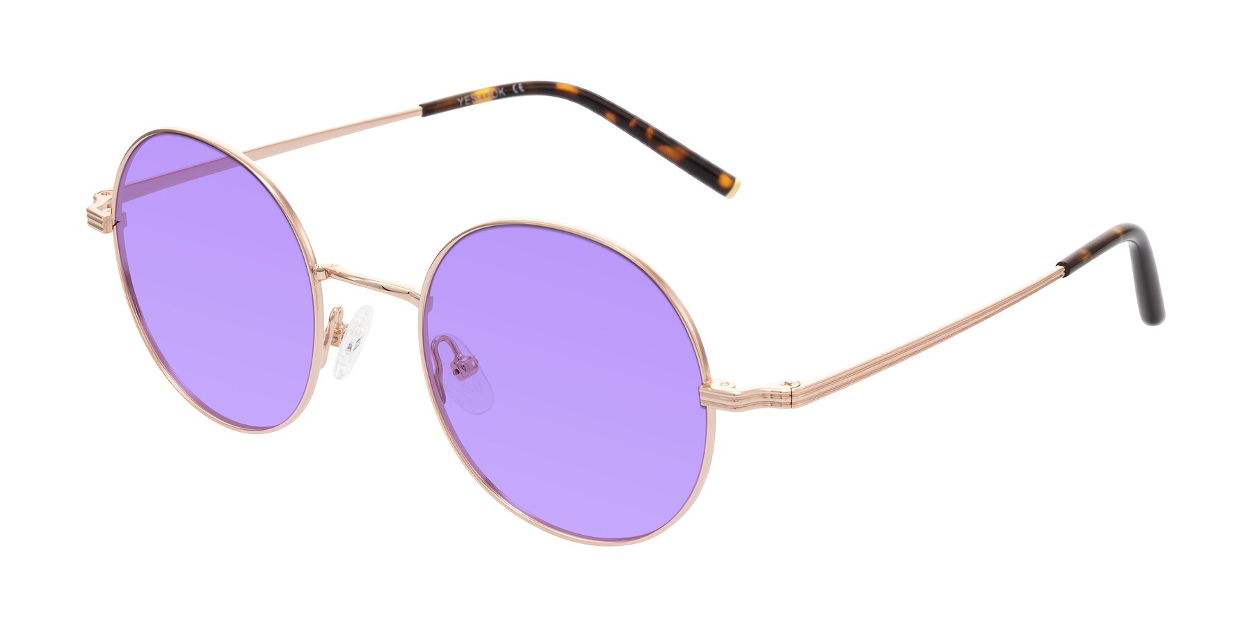 Angle of Sword in Rose Gold/Tortoise with Medium Purple Tinted Lenses
