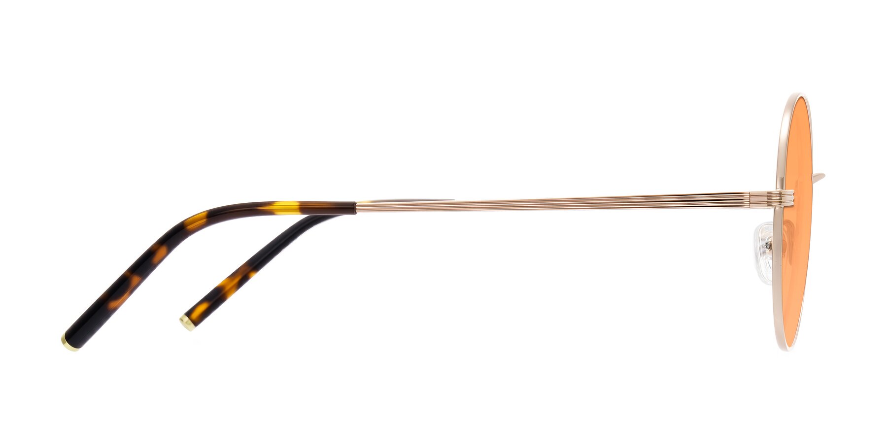 Side of Sword in Rose Gold/Tortoise with Medium Orange Tinted Lenses