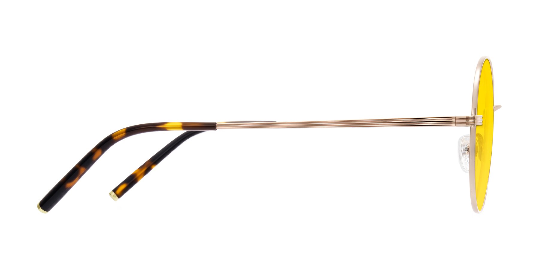 Side of Sword in Rose Gold/Tortoise with Yellow Tinted Lenses