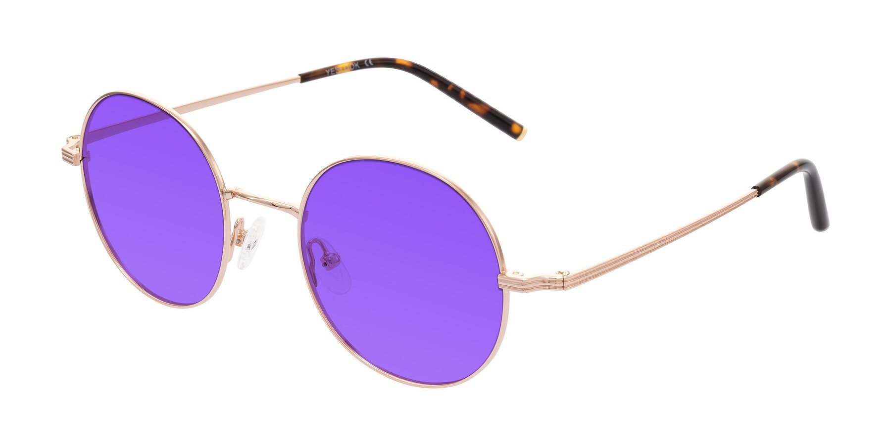 Angle of Sword in Rose Gold/Tortoise with Purple Tinted Lenses