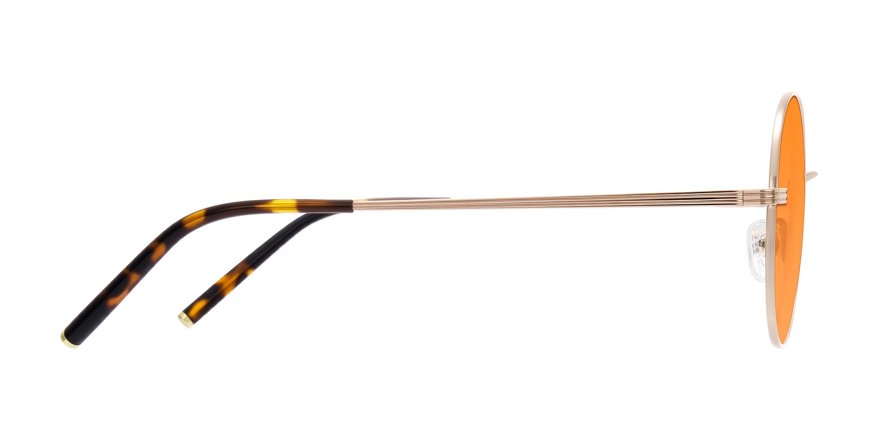 Side of Sword in Rose Gold/Tortoise with Orange Tinted Lenses