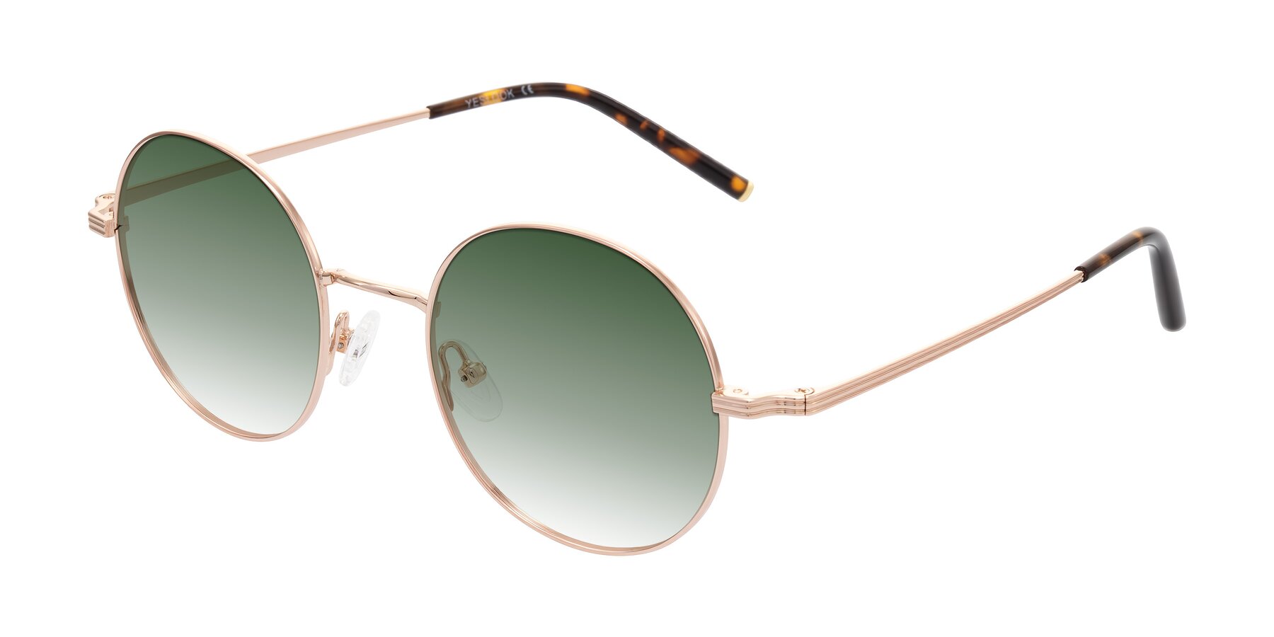 Angle of Sword in Rose Gold/Tortoise with Green Gradient Lenses