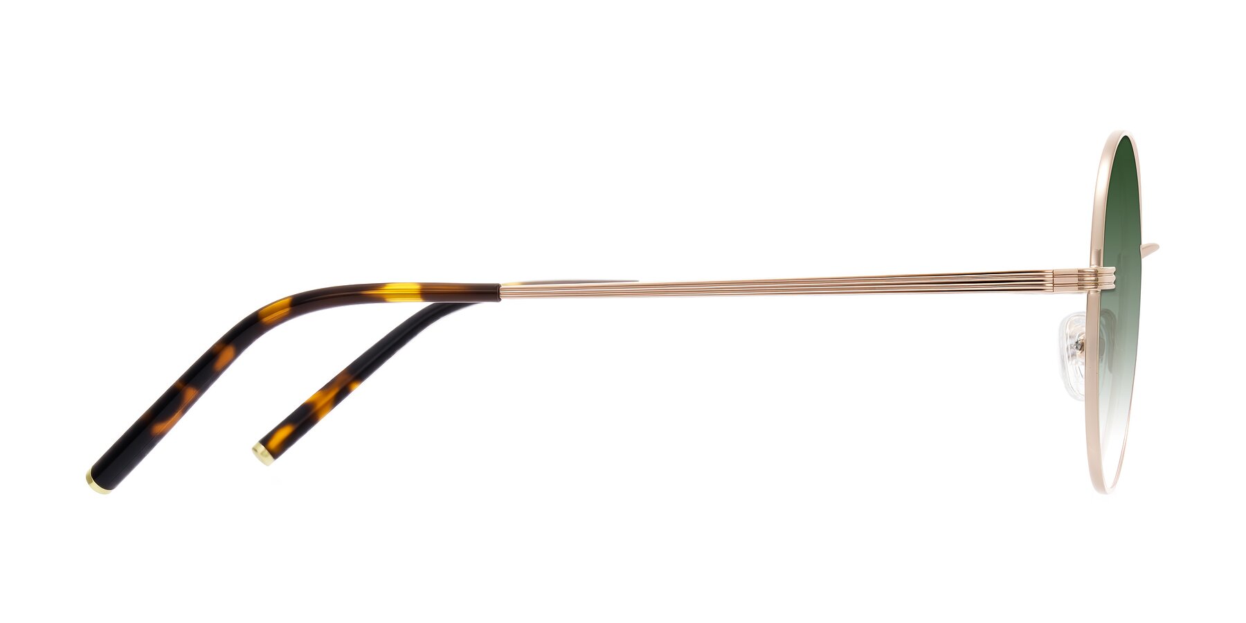 Side of Sword in Rose Gold/Tortoise with Green Gradient Lenses