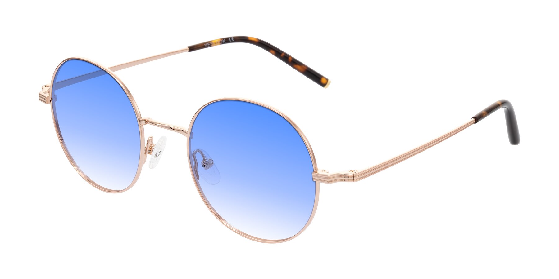Angle of Sword in Rose Gold/Tortoise with Blue Gradient Lenses