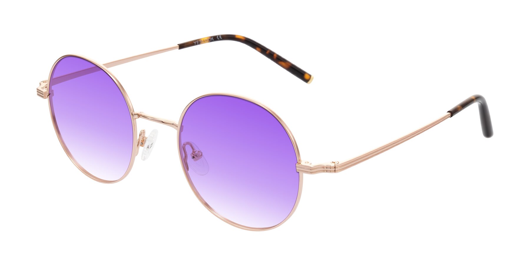 Angle of Sword in Rose Gold/Tortoise with Purple Gradient Lenses