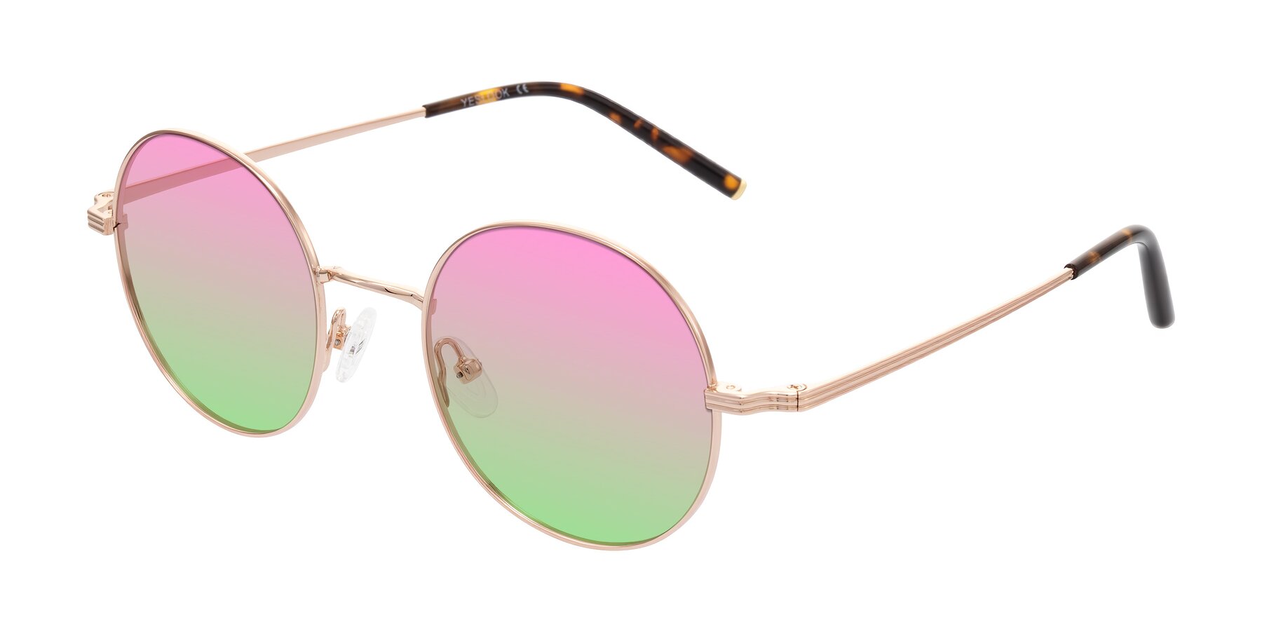 Angle of Sword in Rose Gold/Tortoise with Pink / Green Gradient Lenses
