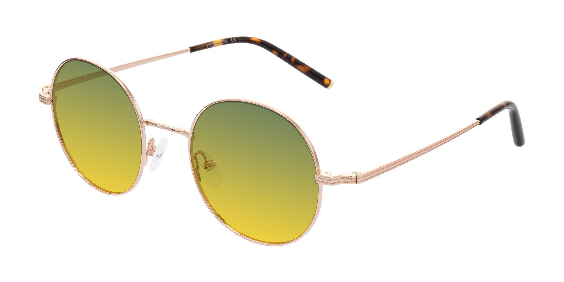 Angle of Sword in Rose Gold/Tortoise with Green / Yellow Gradient Lenses