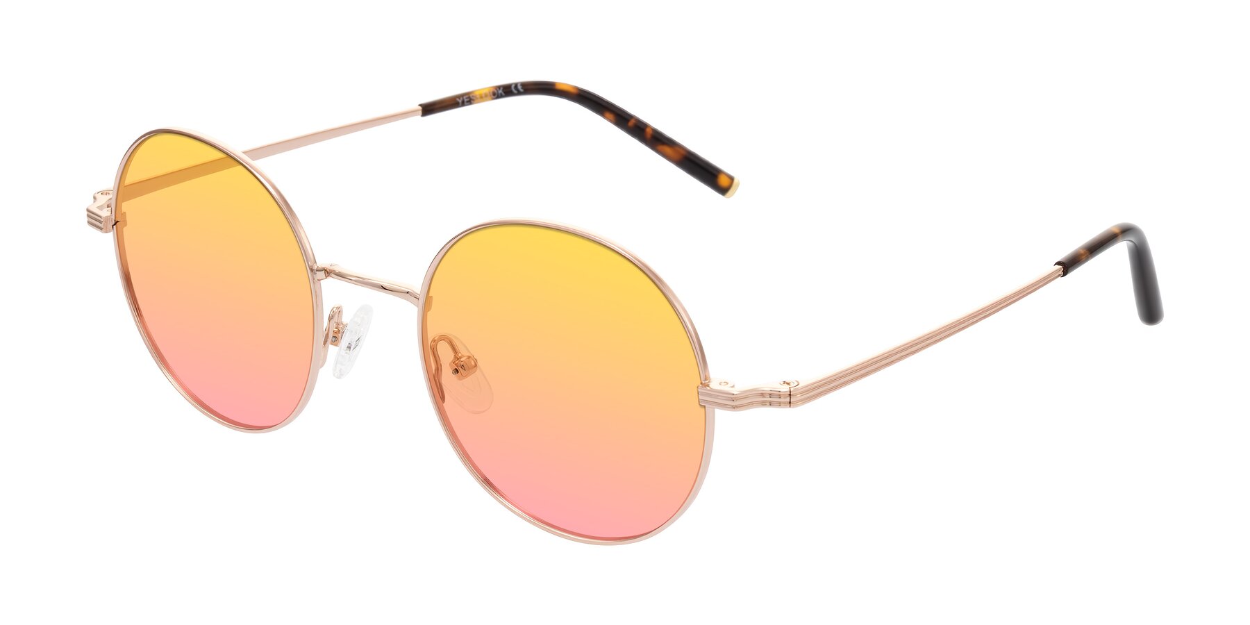 Angle of Sword in Rose Gold/Tortoise with Yellow / Pink Gradient Lenses