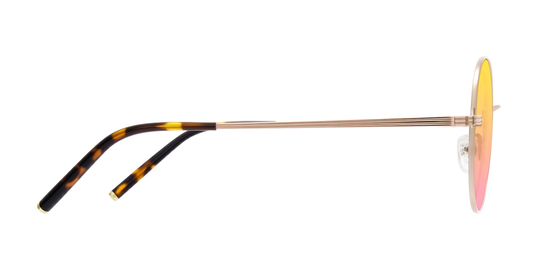 Side of Sword in Rose Gold/Tortoise with Yellow / Pink Gradient Lenses