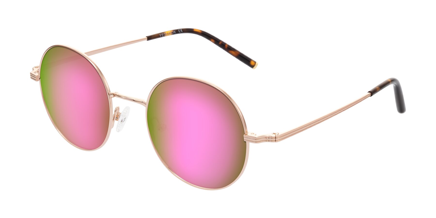 Angle of Sword in Rose Gold/Tortoise with Pink Mirrored Lenses