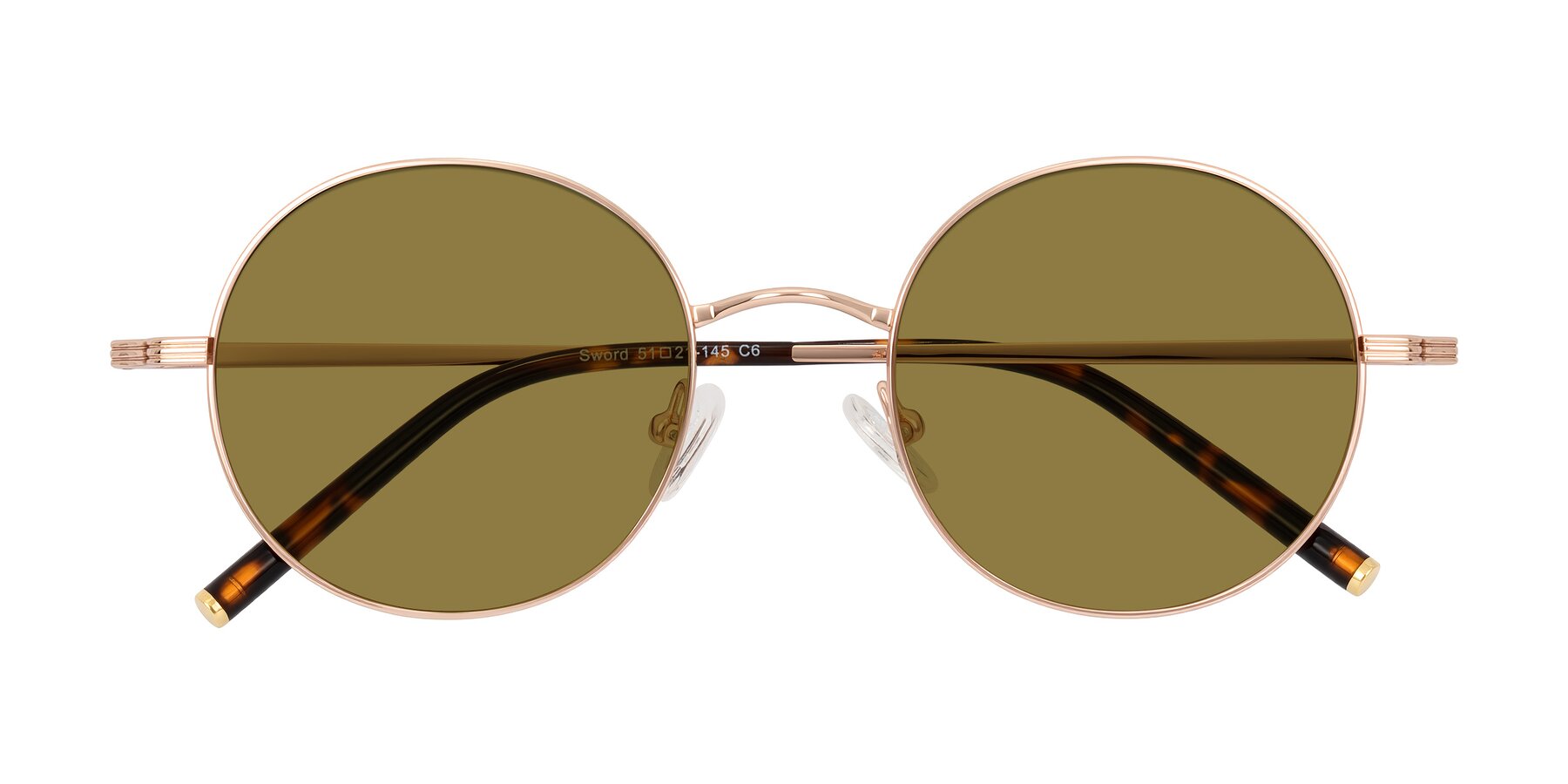 Folded Front of Sword in Rose Gold/Tortoise with Brown Polarized Lenses