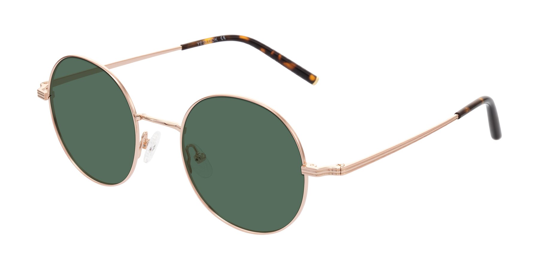 Angle of Sword in Rose Gold/Tortoise with Green Polarized Lenses