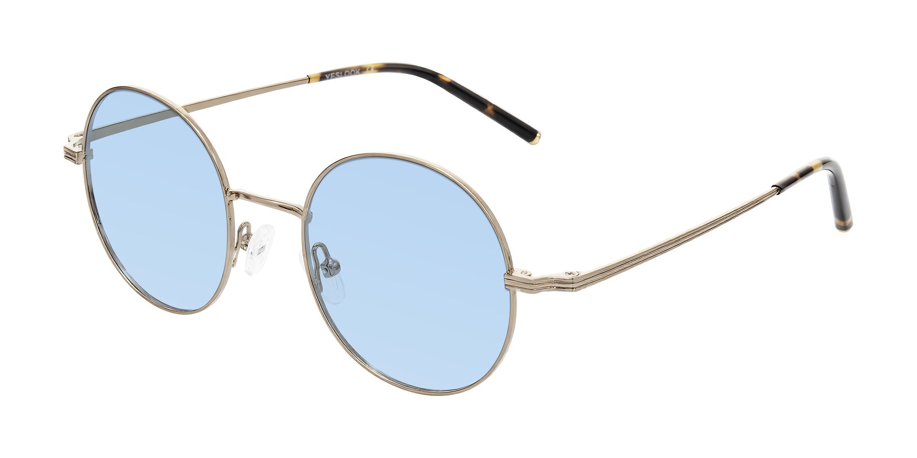 Angle of Sword in Antique Brass/Tortoise with Light Blue Tinted Lenses
