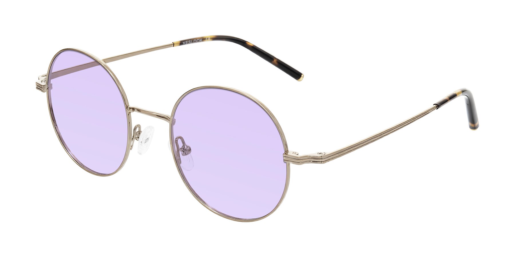 Angle of Sword in Antique Brass/Tortoise with Light Purple Tinted Lenses