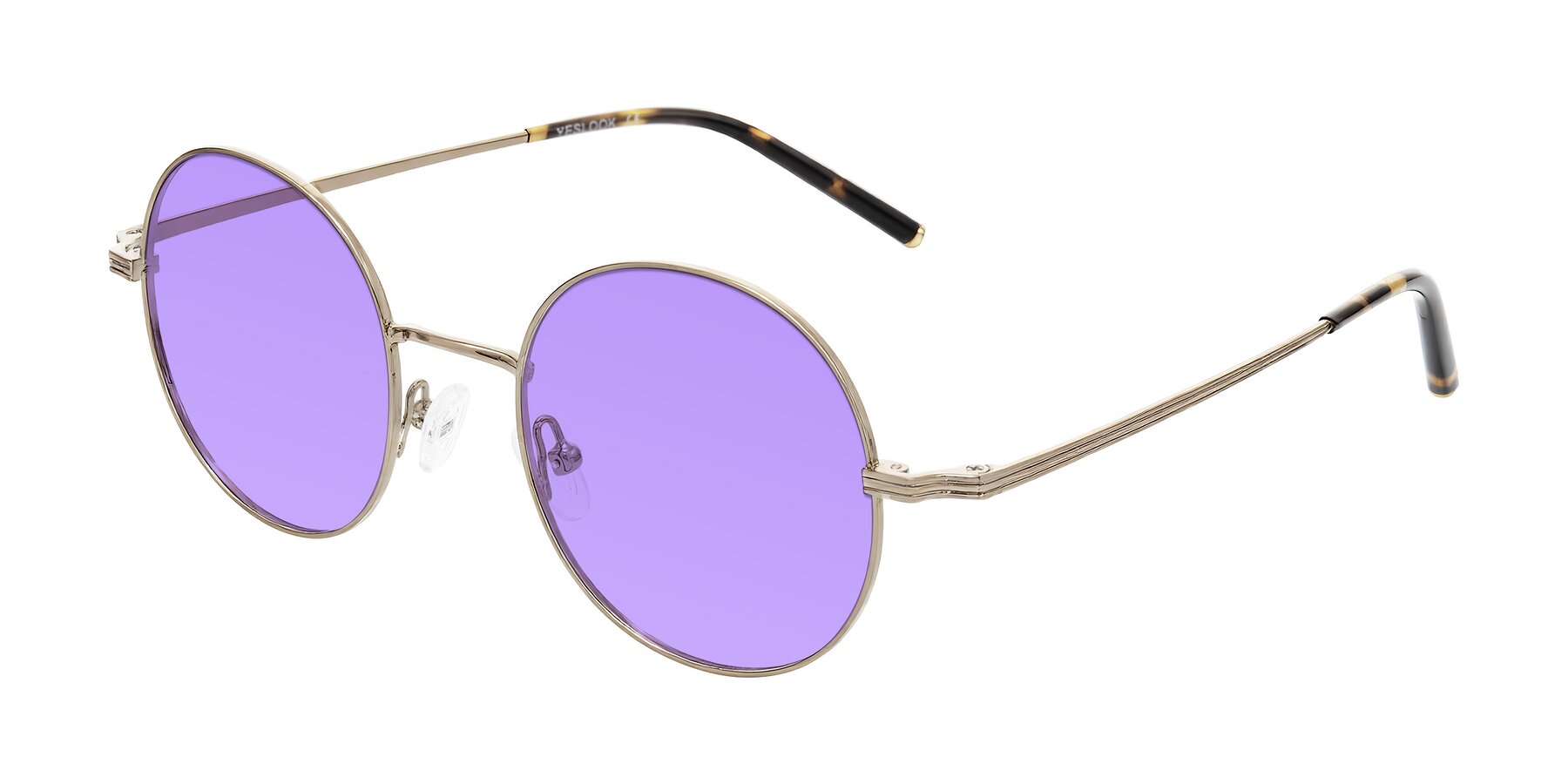 Angle of Sword in Antique Brass/Tortoise with Medium Purple Tinted Lenses