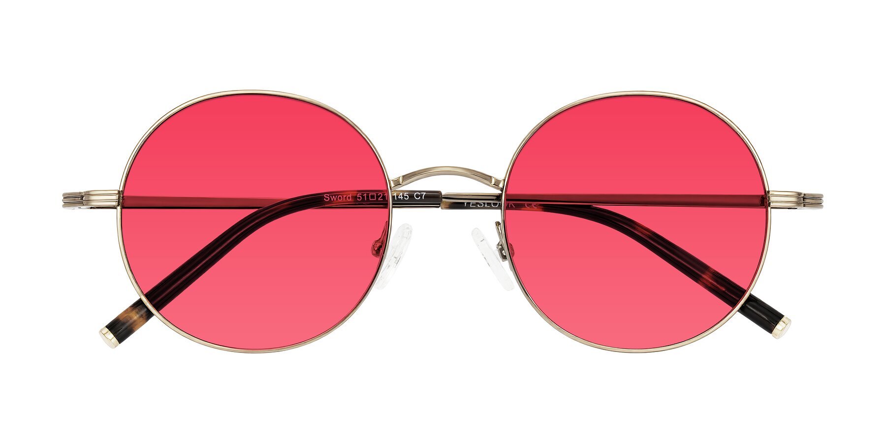 Folded Front of Sword in Antique Brass/Tortoise with Red Tinted Lenses