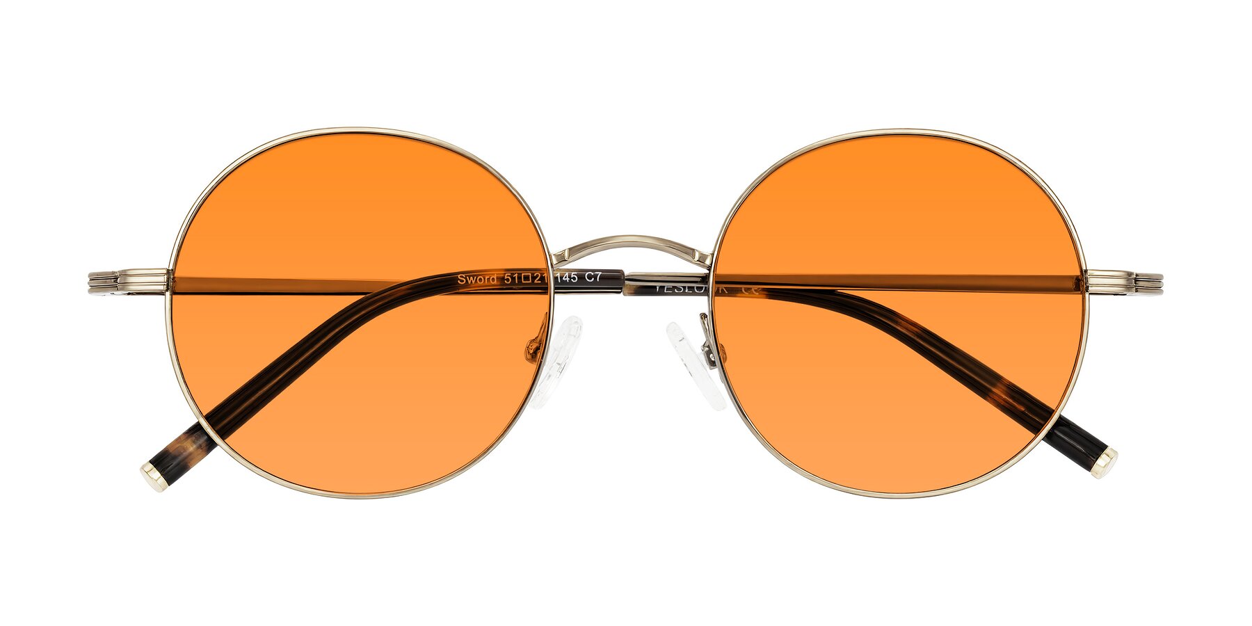 Folded Front of Sword in Antique Brass/Tortoise with Orange Tinted Lenses