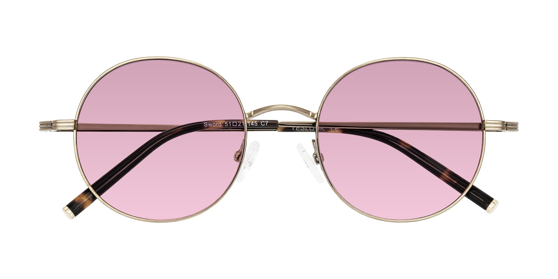 Folded Front of Sword in Antique Brass/Tortoise with Light Wine Tinted Lenses