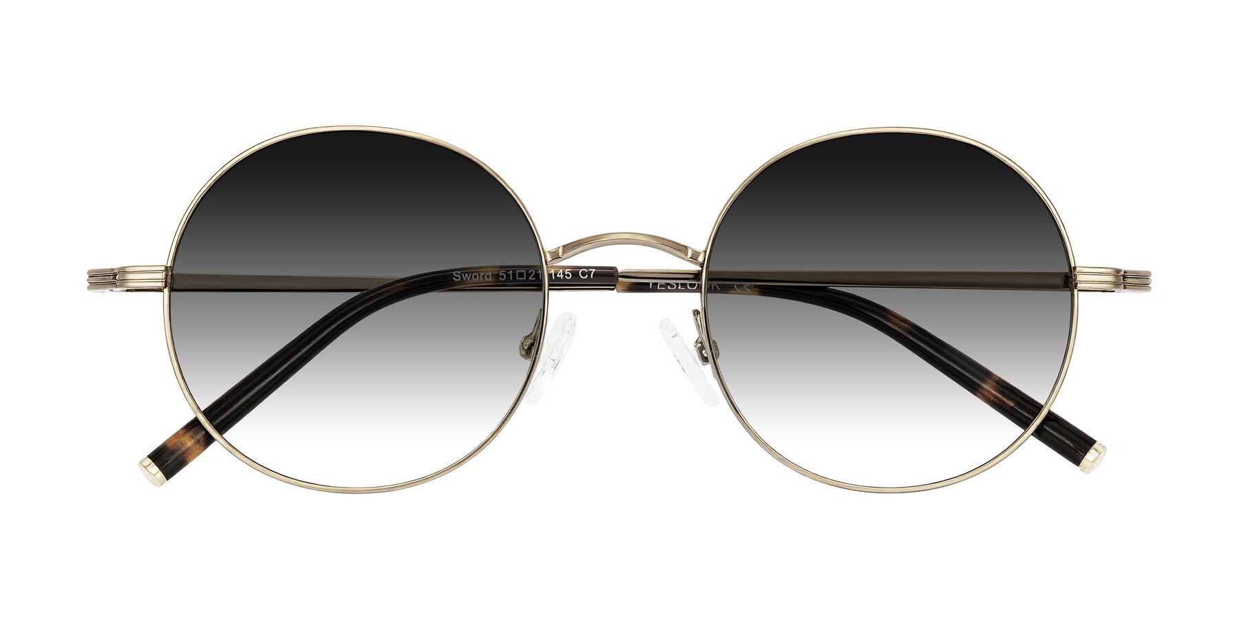 Folded Front of Sword in Antique Brass/Tortoise with Gray Gradient Lenses