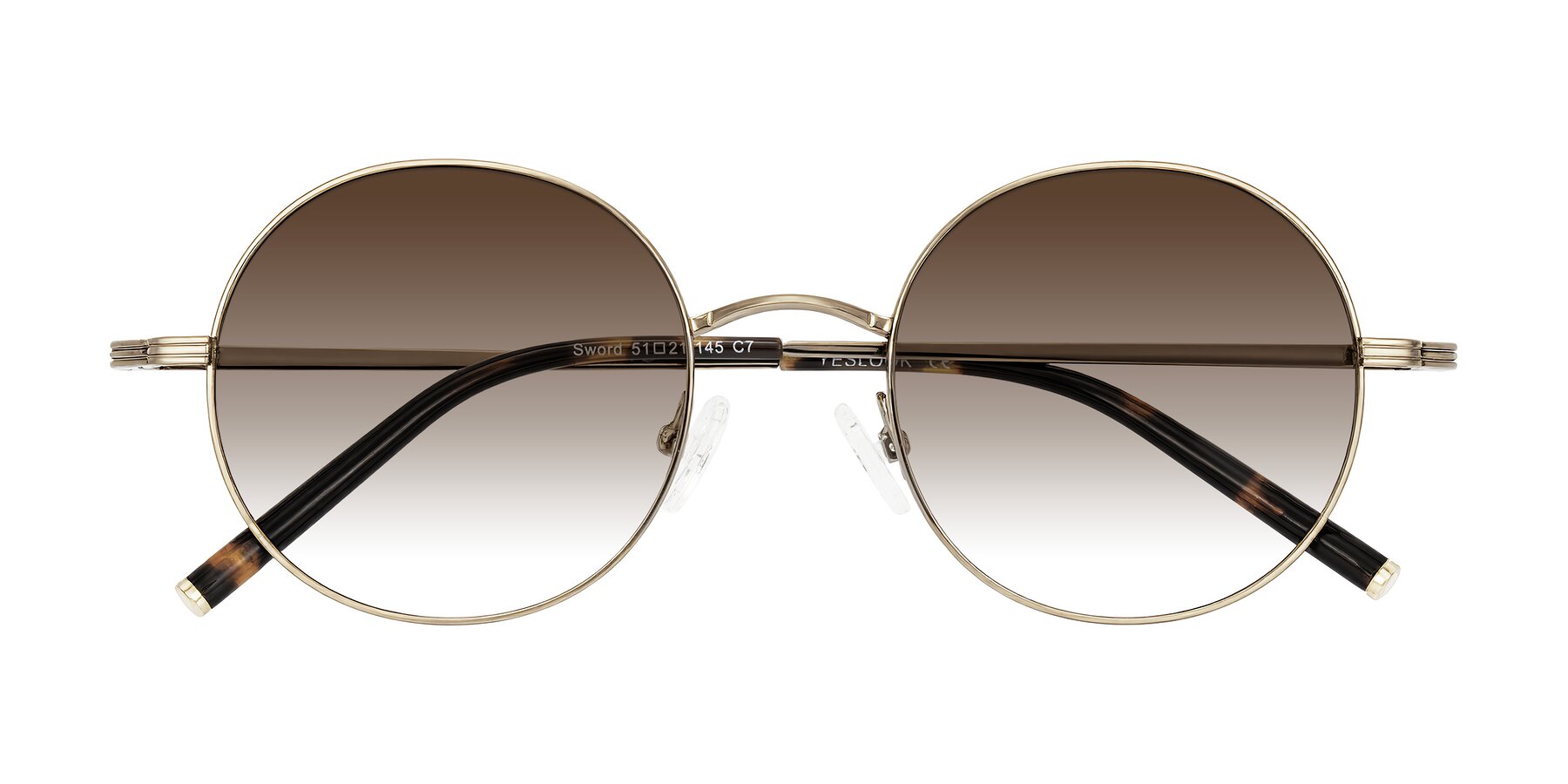 Folded Front of Sword in Antique Brass/Tortoise with Brown Gradient Lenses