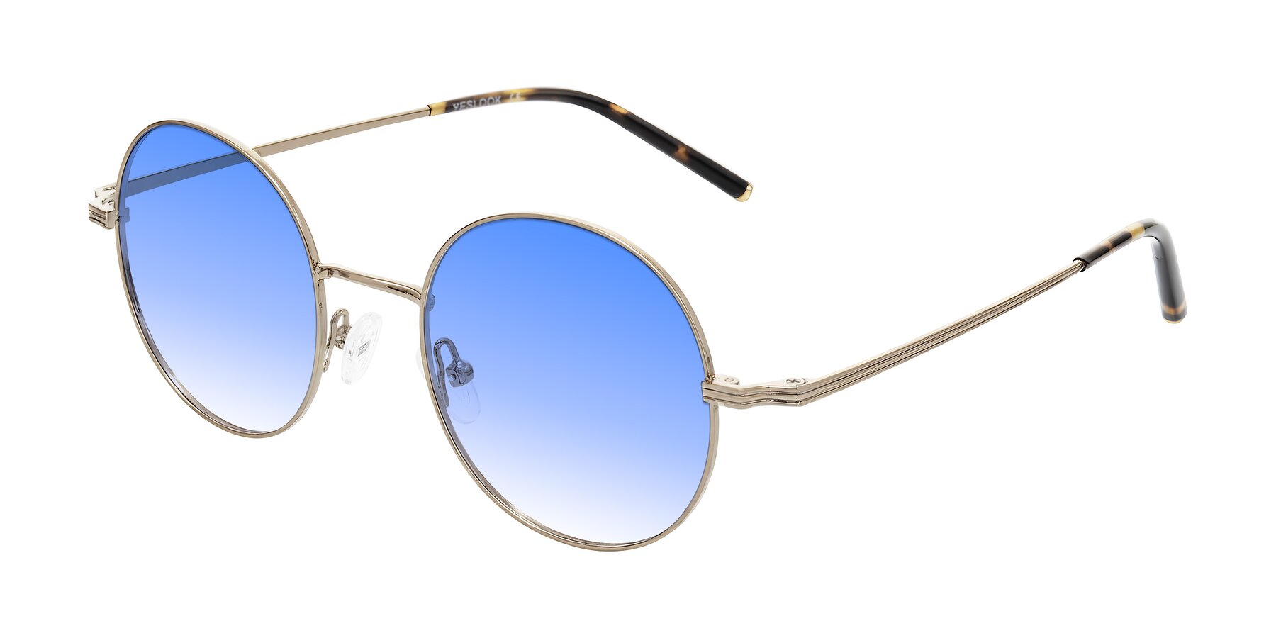 Angle of Sword in Antique Brass/Tortoise with Blue Gradient Lenses