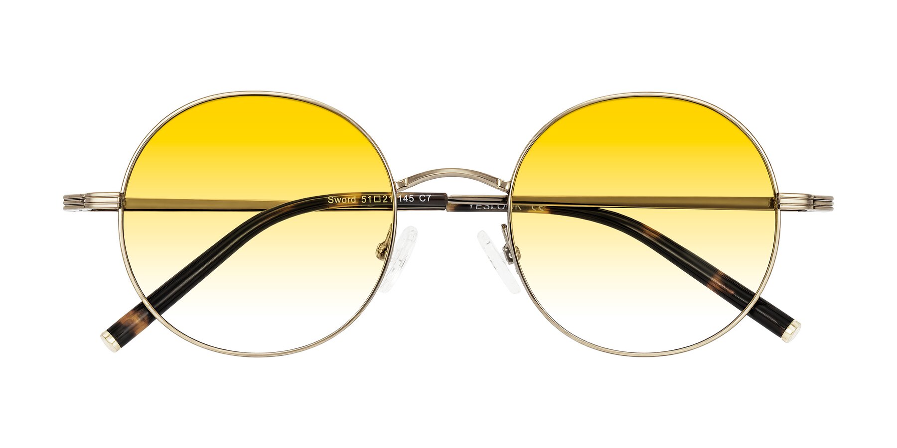 Folded Front of Sword in Antique Brass/Tortoise with Yellow Gradient Lenses