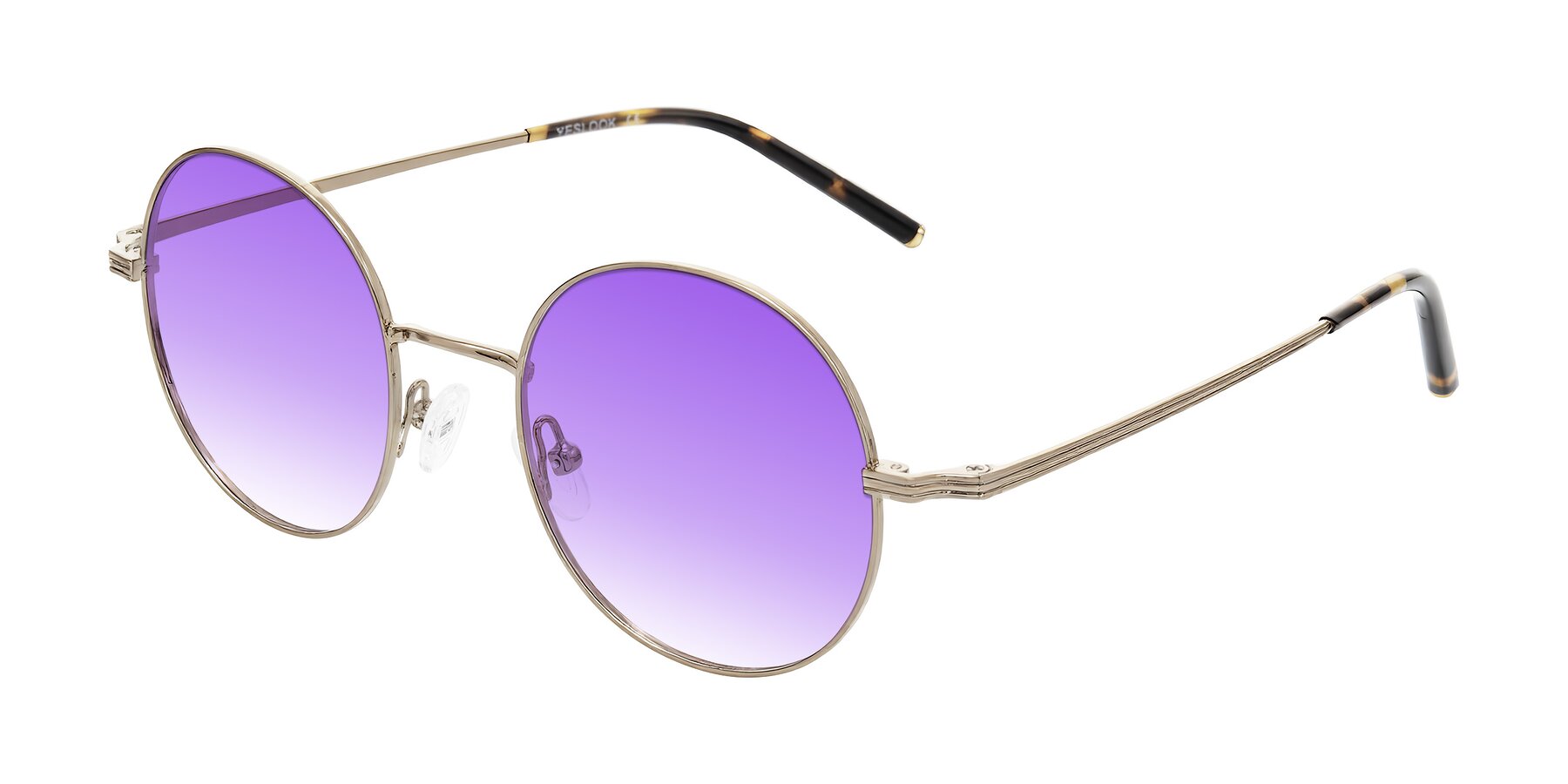 Angle of Sword in Antique Brass/Tortoise with Purple Gradient Lenses