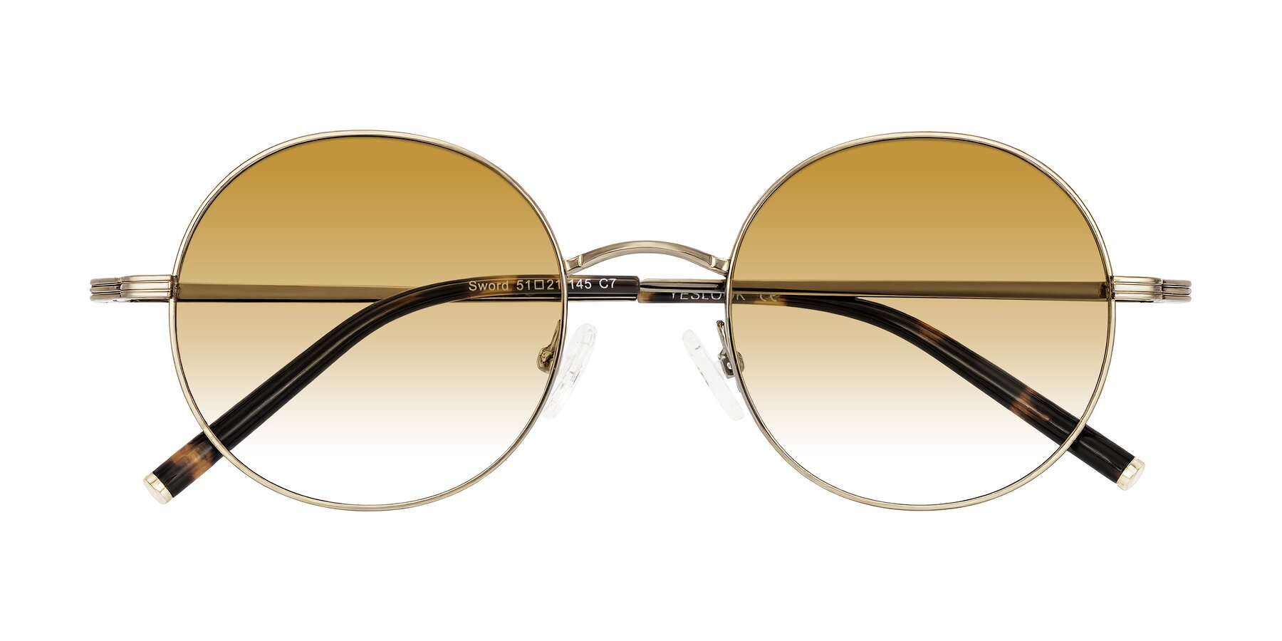 Folded Front of Sword in Antique Brass/Tortoise with Champagne Gradient Lenses