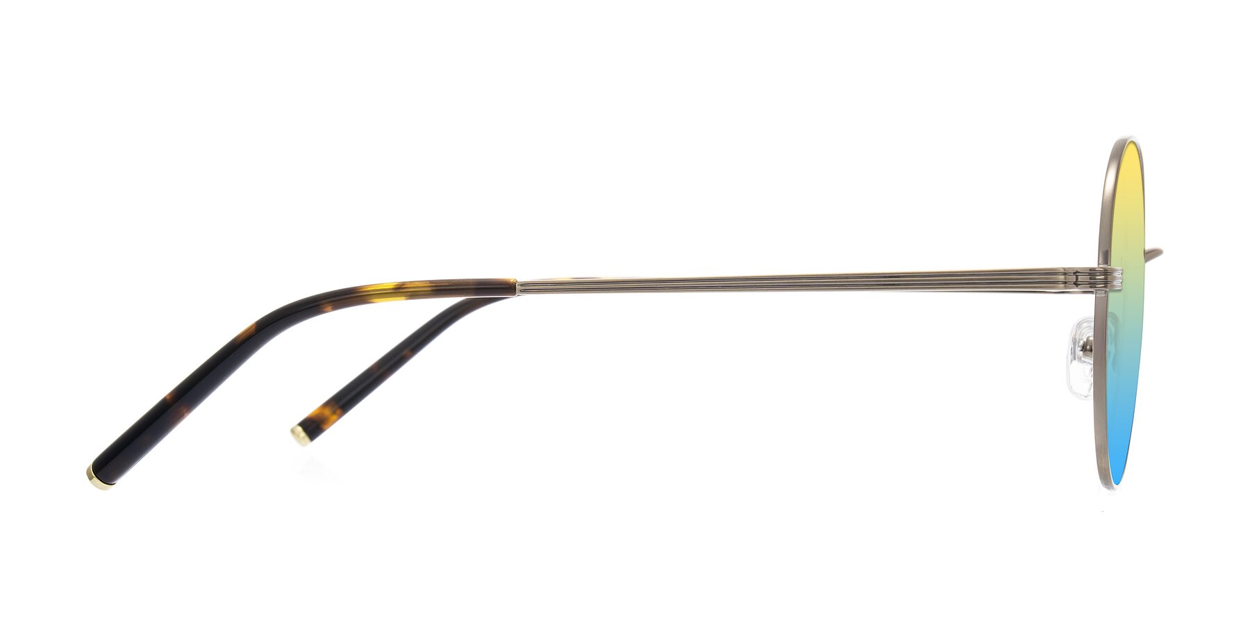 Side of Sword in Antique Brass/Tortoise with Yellow / Blue Gradient Lenses