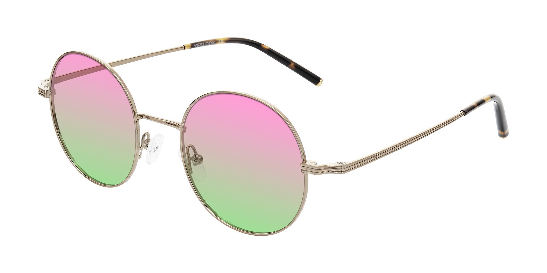 Angle of Sword in Antique Brass/Tortoise with Pink / Green Gradient Lenses