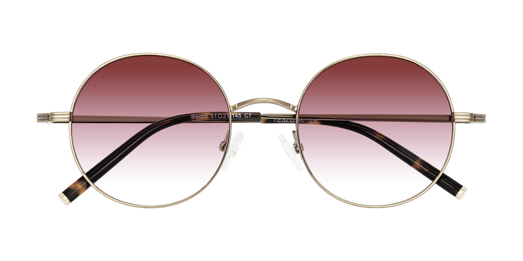 Folded Front of Sword in Antique Brass/Tortoise with Garnet Gradient Lenses