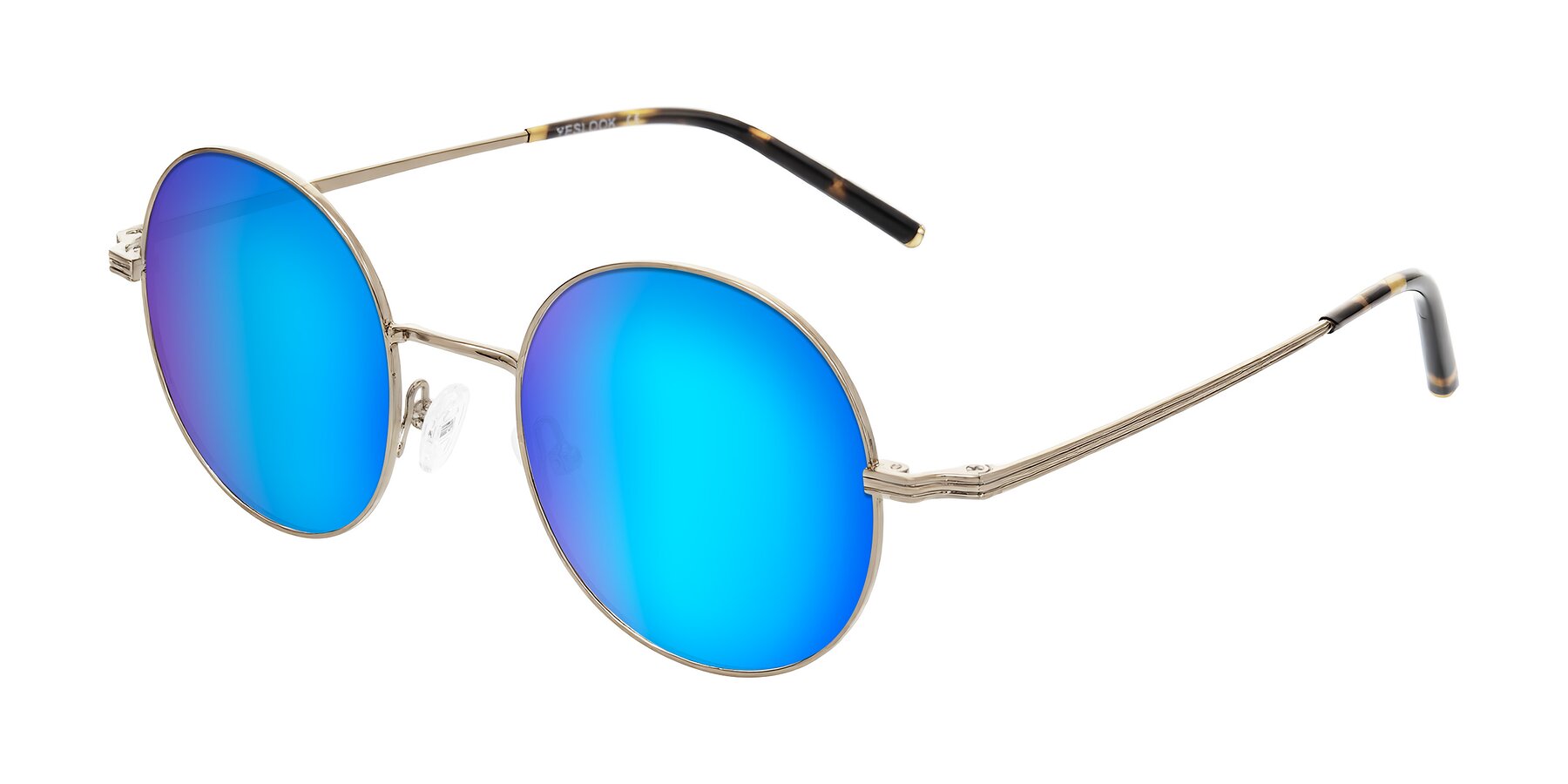 Angle of Sword in Antique Brass/Tortoise with Blue Mirrored Lenses