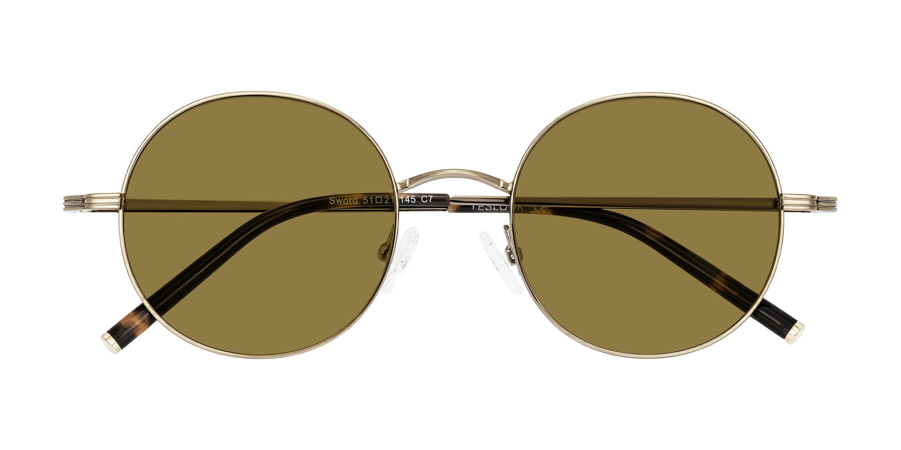 Folded Front of Sword in Antique Brass/Tortoise with Brown Polarized Lenses