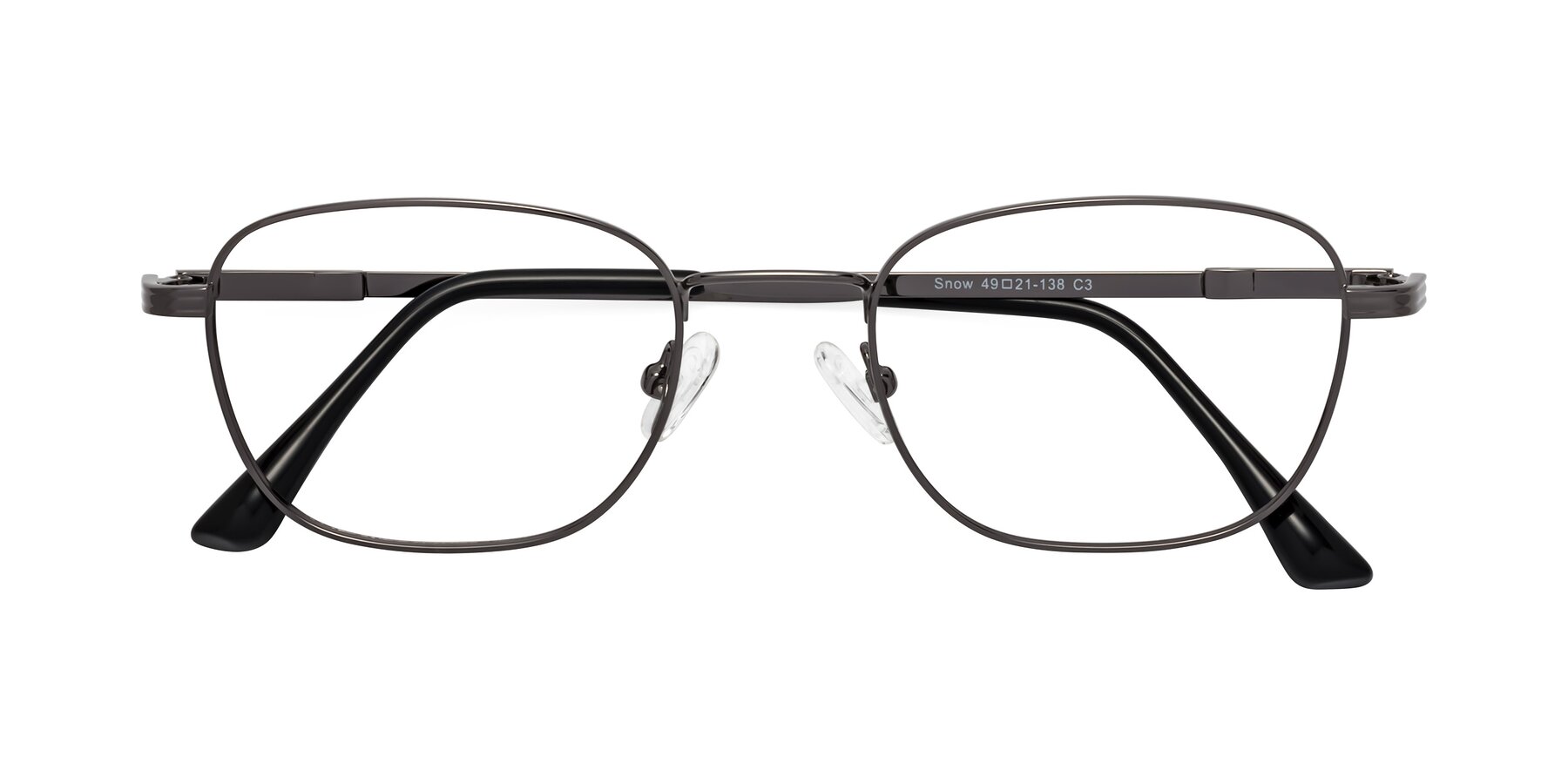 Folded Front of Snow in Gunmetal with Clear Eyeglass Lenses