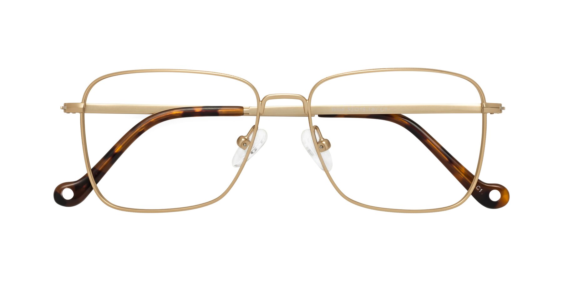 Folded Front of Wind in Matte Gold with Clear Eyeglass Lenses